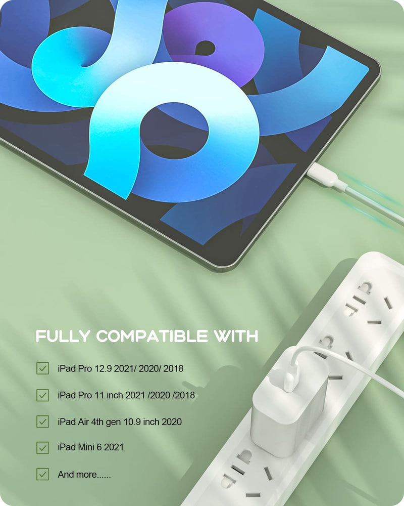  [AUSTRALIA] - AIELF for iPad Pro/Air Cable 6.6ft, USB C to C Fast Charging Cord for iPad Pro 12.9/11 inch 2021/2020/2018, iPad Air 4/5th Gen 10.9 inch, iPad Mini 6, MacBook Air 13/12, Pro 13 Laptop, Pixel 6Pro/4a 6.6 FT 1