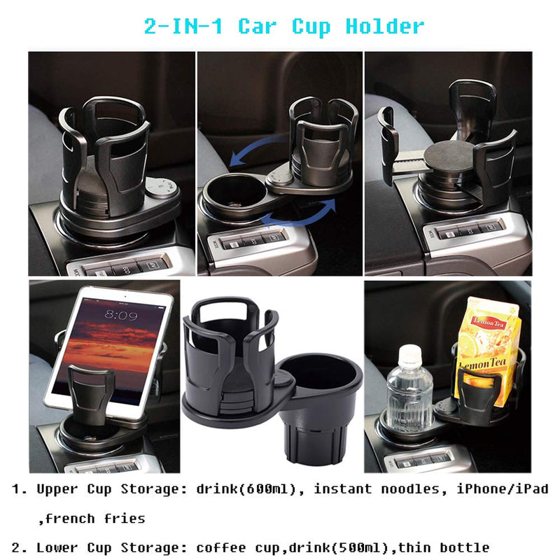  [AUSTRALIA] - UMISKY Car Cup Holder Expander Adapter, 2 in 1 Multifunctional 2 Cup Mount Extender with 360° Rotating Adjustable Base to Hold Most 17oz - 20 oz Bottles Drink Coffee up to 5.9" Inch Two-Cup-A