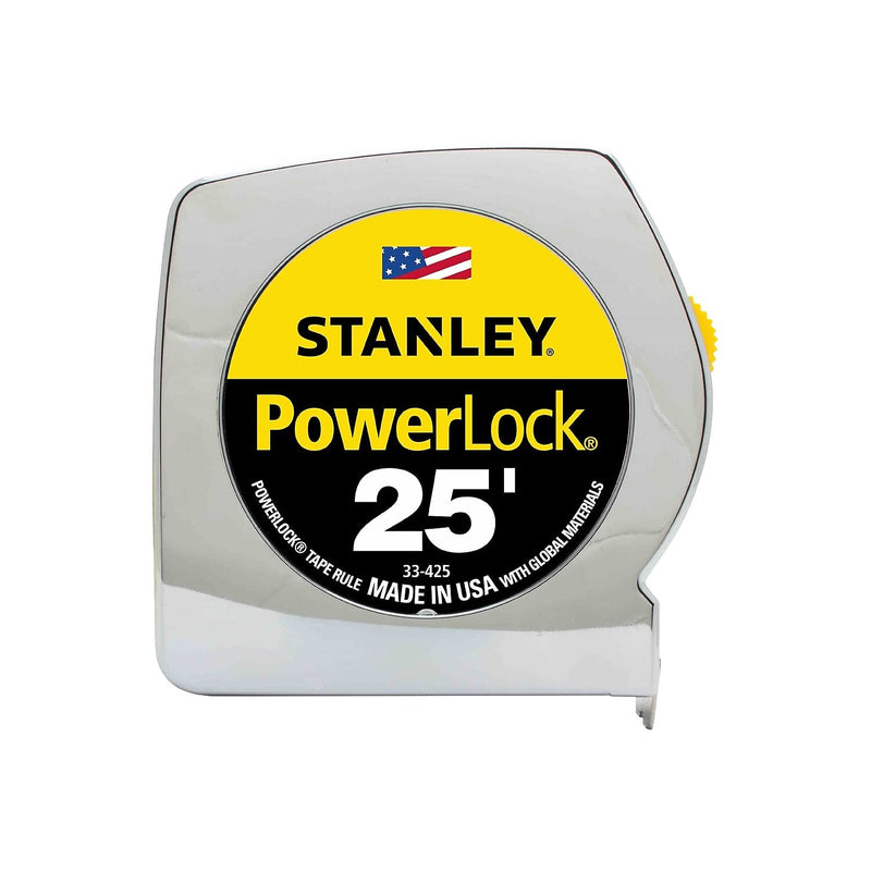  [AUSTRALIA] - Stanley 33425 Powerlock II Power Return Rule, 1-Inch x 25ft, Chrome/Yellow