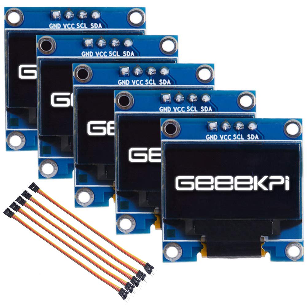  [AUSTRALIA] - GeeekPi 5PCS 0.96 Inch OLED Module 12864 128x64 White Driver IIC Serial Display Board Module for Arduino, Raspberry Pi,Beagle Bone Black