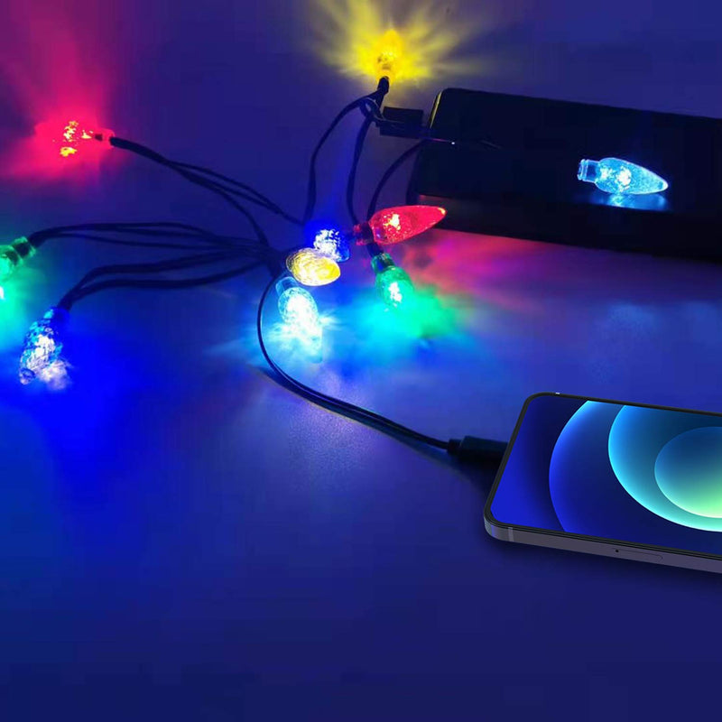  [AUSTRALIA] - Fotbor LED Christmas Lights Phone Charging Cable, Festive USB Bulb Charger, 50 Inch 10 LED Multicolor Cord for Phone 14/Pro Max/Pro/Plus,Phone 13/Pro Max/Pro/Mini,12 Pro Max/11 Pro/8/7 Airpods etc A-Lighting Pine Cone