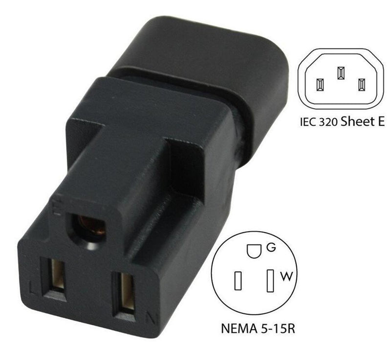 BLUEXIN PDU UPS Power 3 Prong Plug Adapter, USA NEMA 5-15R Female to IEC 60320-C14 Male Connector - LeoForward Australia