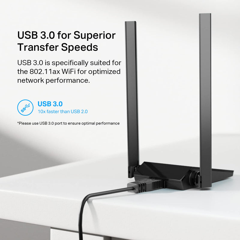  [AUSTRALIA] - TP-Link AX1800 WiFi 6 USB Adapter for Desktop PC (Archer TX20U Plus) Wireless Network Adapter with 2.4GHz, 5GHz, High Gain Dual Band 5dBi Antenna, WPA3, Supports Windows 11/10 AX1800 WiFi 6, Dual Band