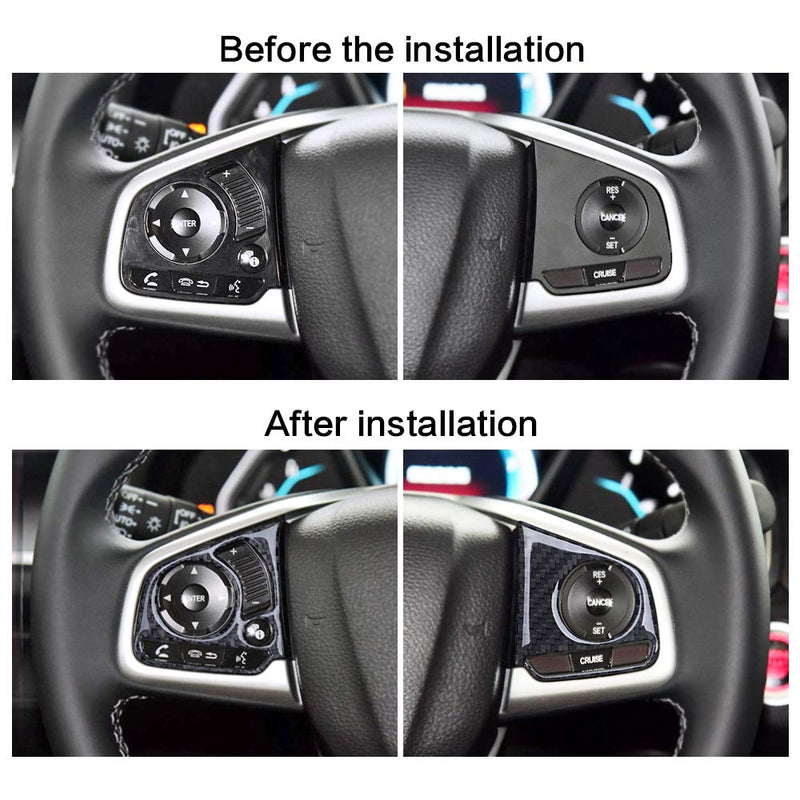  [AUSTRALIA] - Real Carbon Fiber Steering Wheel Trims Interior Wheel Cover Panel Frame Trim Decoration for 2016 2017 2018 2019 Honda Civic