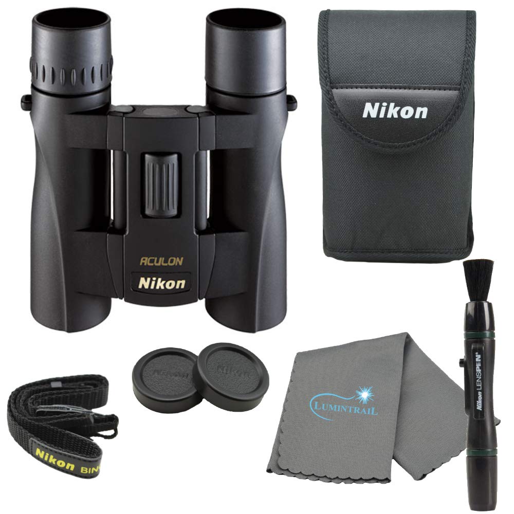 [AUSTRALIA] - Nikon Aculon A30 10x25 Binoculars Compact Binocular - Black Bundle with a Nikon Lens Pen and Lumintrail Cleaning Cloth