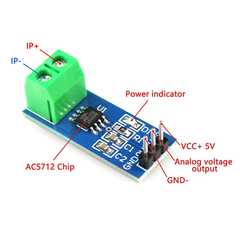  [AUSTRALIA] - WayinTop 2 pieces ACS712 30A amp current sensor range module hall effect current sensor + 2 pieces DC0-25V voltage sensor voltage terminal sensor
