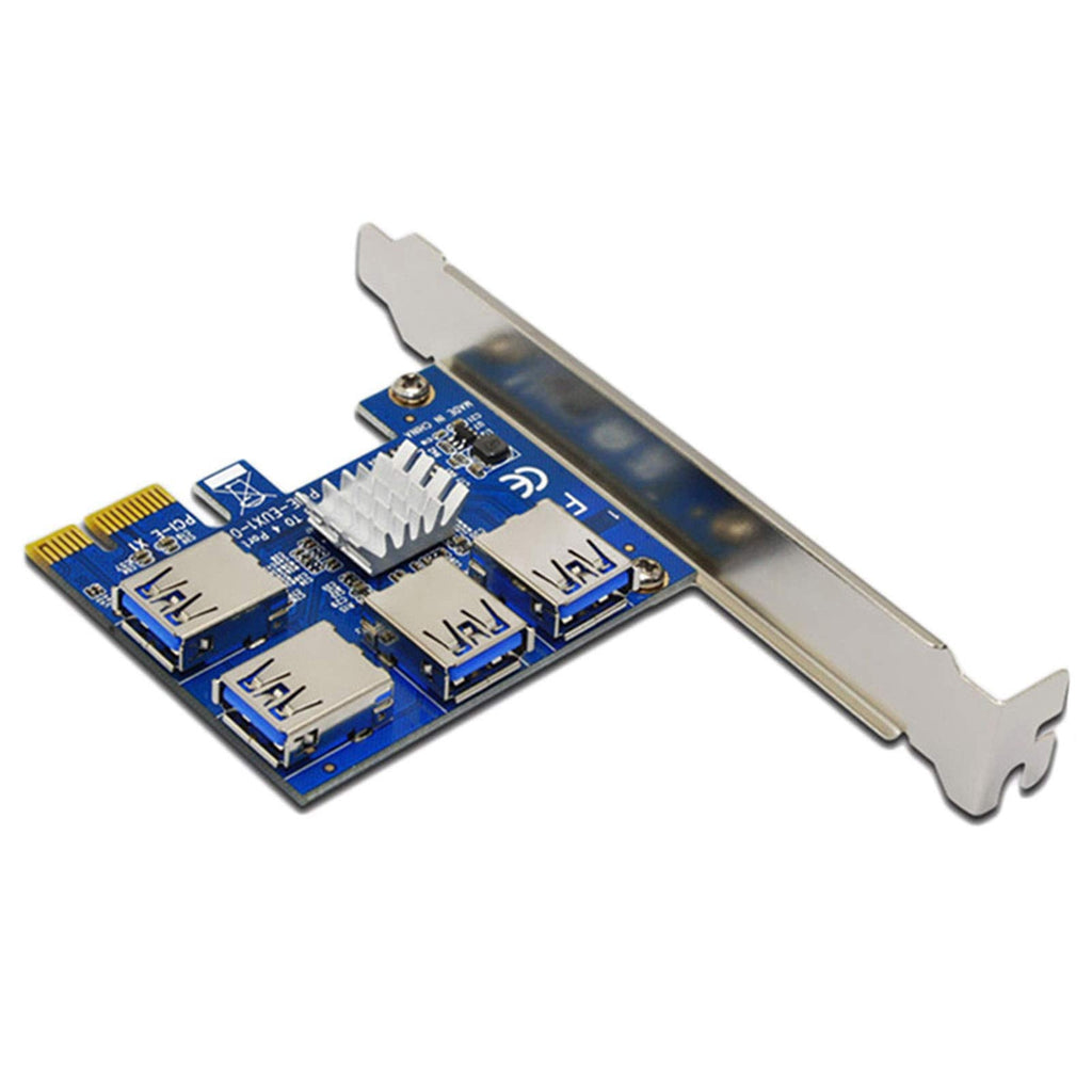  [AUSTRALIA] - Pcie 1 to 4 Pci-express, Pcie Riser Card 16X Slots PCI Expansion Card PCI-E 1X to External 4 PCI-E USB 3.0 Adapter Multiplier Card Bitcoin Mining Device for Bitcoin Miner