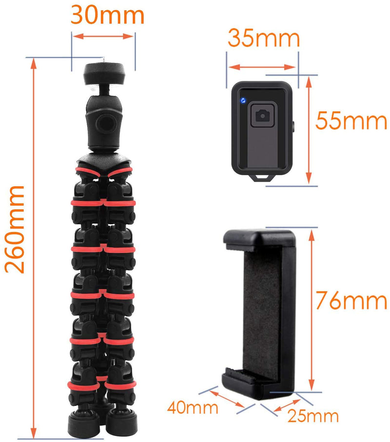  [AUSTRALIA] - Phone Tripod, Linkcool Octopus Tripod with Wireless Remote Phone Holder Mount Use as iPhone Tripod, Cell Phone Tripod, Camera Tripod, Travel Tripod,Tabletop Tripod for iPhone Gopro Red