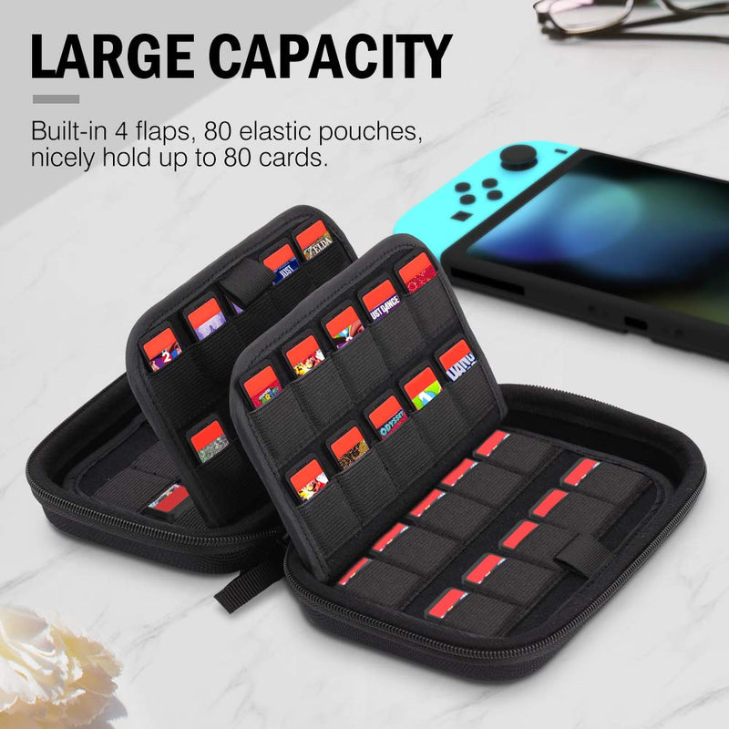  [AUSTRALIA] - MoKo 80 Game Card Storage Holder Cartridges Card Organizer Shockproof Water Resistant Card Holder Anti-Scratch Carrying Storage Box Compatible with Nintendo Switch and PS Vita Game Card - Black