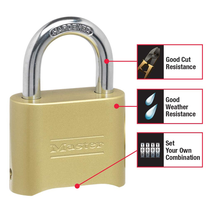  [AUSTRALIA] - Master Lock Combination Lock, Indoor and Outdoor Padlock, Resettable Combination Locker Lock, 175D Standard-Number Combo