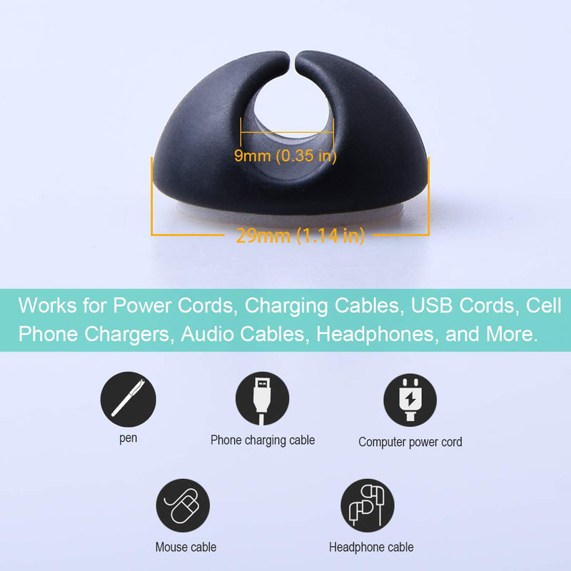  [AUSTRALIA] - Cable Clips Organizer for Phone Charging Cable, Cable Holder Desktop,Cord Clips for Computer,Charging Cable,USB Cable,Mouse,Headphone Cable,Office, Nightstand,Table,Cubicle,ect.(3 Black+3 White) Black+White