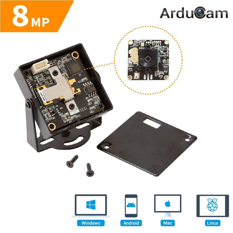  [AUSTRALIA] - Arducam 8MP 1080P Auto Focus USB Camera Module for Computer with Metal Case, 1/3.2” CMOS IMX179 Mini UVC USB2.0 Webcam Board with Microphone, 3.3ft/1m Cable for Windows, Linux, Android and Mac OS