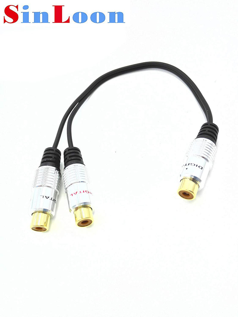 SinLoon RCA Video Audio Y-Splitter Cable,Premium Aluminium Alloy Single 1-RCA Female to Dual 2 RCA Female Digital Coaxial Splitter Gold Plated Adapter Audio Cable(RCA/F-2F) - LeoForward Australia