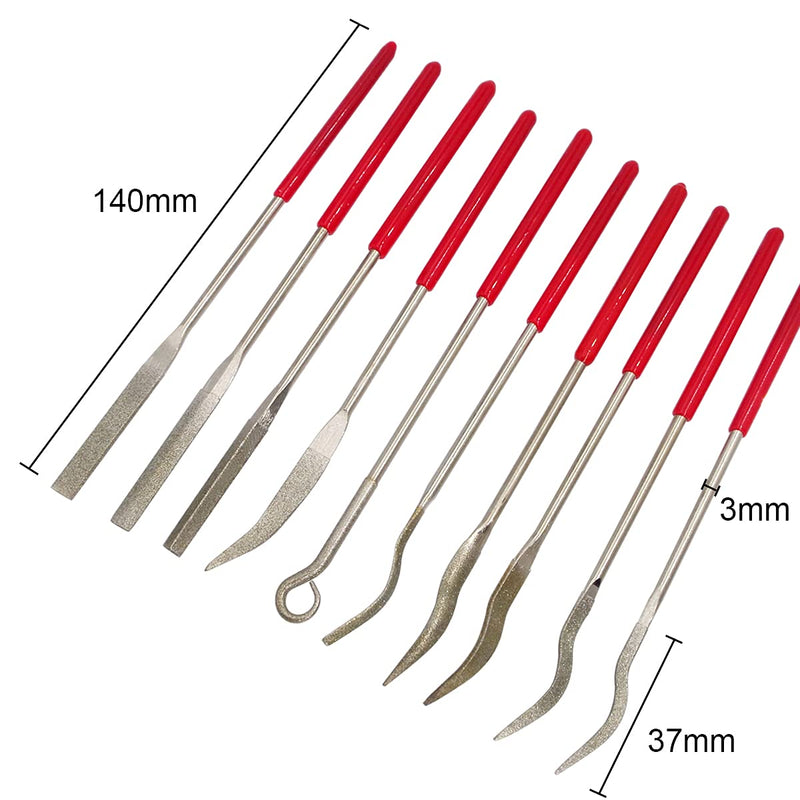  [AUSTRALIA] - Wolfride 10pcs Mini Diamond File Set Fine Diamond File Set Flat Triangle Needle Files for Metal Glass Ceramic