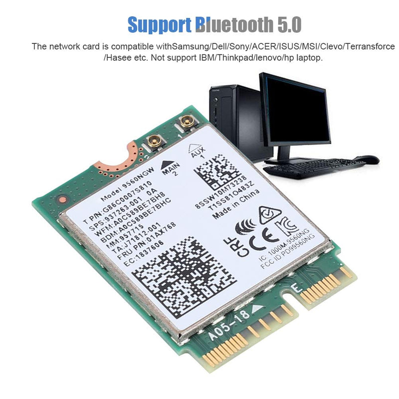  [AUSTRALIA] - Wireless WiFi Card for Intel 9560AC NGW, 1730Mbps 2.4G/5G Dual Band Bluetooth 5.0 Network Card for Samsung/Dell/Sony/ACER/ISUS/MSI/Clevo/Terransforce/Hasee