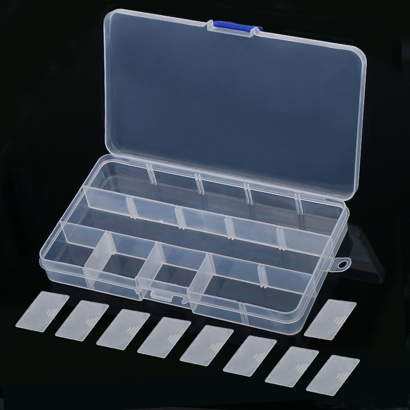  [AUSTRALIA] - Plastic Components Storage Cases Boxes 15 Slots Detachable (2pcs)