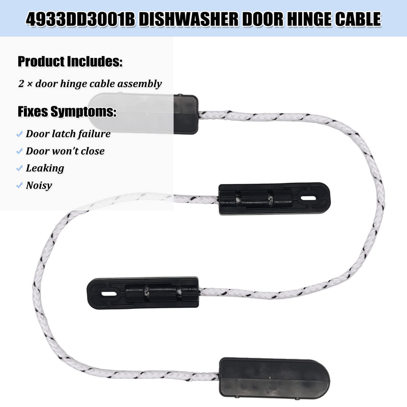  [AUSTRALIA] - 4933DD3001B Dishwasher Door Hinge Cable Assembly for LG Dishwashers Hinge Cable Tension Cord Replacement Part 6026050 4933DD3001A AH3524406 AP4511304 PS3524406 (2Pcs)