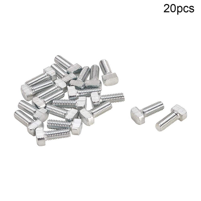  [AUSTRALIA] - MroMax M6-1x16mm T Slot Bolts Carbon Steel Drop-in Stud Sliding Screw Bolt Metric Hammer Head Bolt for 30 Series Aluminum Extrusions Silver 20Pcs