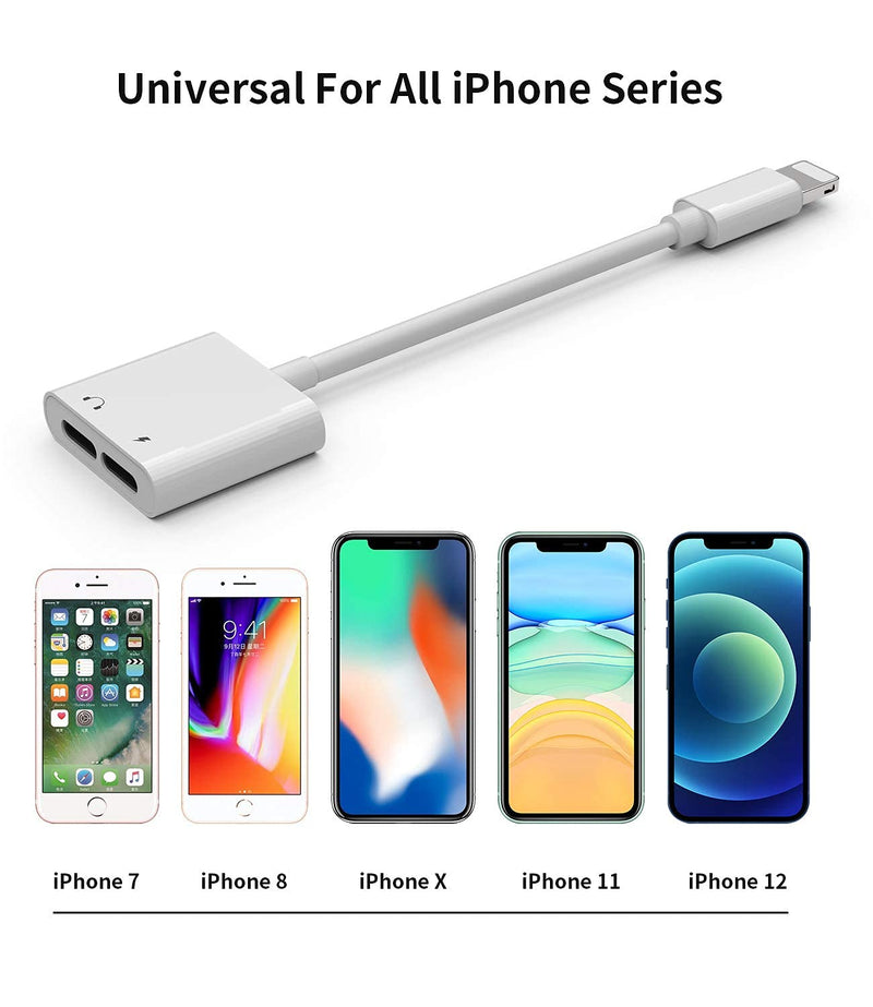 [Apple MFi Certified] Dual Lightning Headphone Adapter & Splitter for iPhone,Dongle Headphones Audio Adapter 4 in 1 Music+Charge+Call+Volume Control Compatible for iPhone12/11/11 Pro/XS/XR /8(2 Pack) - LeoForward Australia
