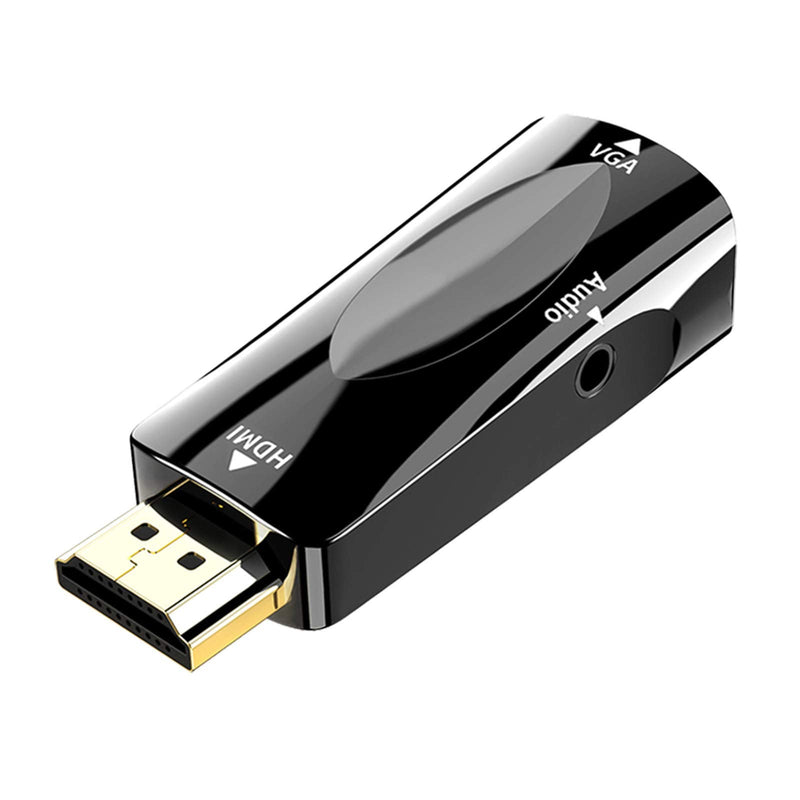  [AUSTRALIA] - HDMI to VGA Adapter 1080P Video with 3.5mm Audio Jack, Cuxnoo HDMI-VGA Converter for HDMI Laptop, PC, Raspberry Pi, Chromebook, Roku, Xbox, to Display on VGA Monitor, Projector Black