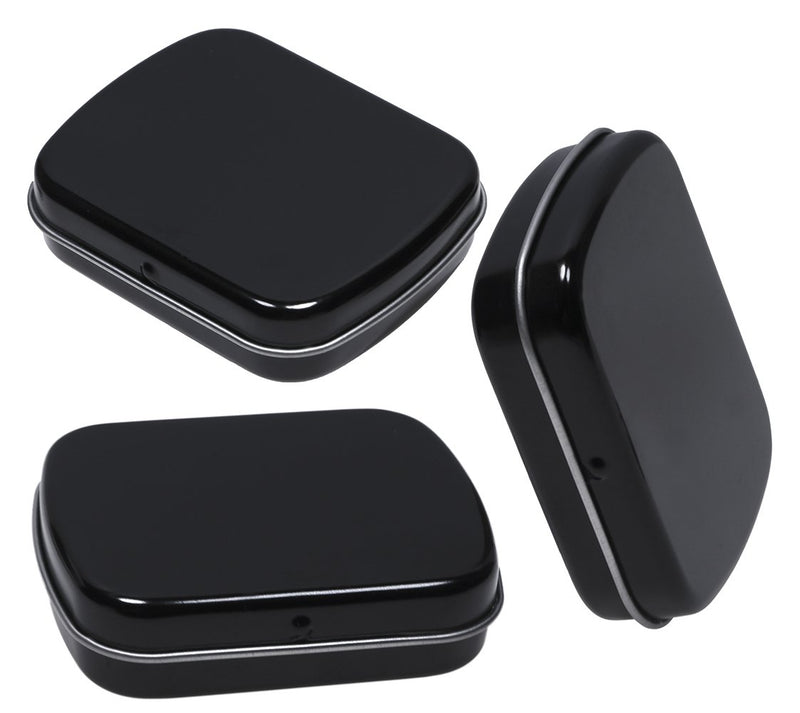  [AUSTRALIA] - Mini Skater Metal Hinged Lid Tin Containers Portable Small Storage Empty Box for Candies, Pills, Earring and Jewelry Craft, 4Pcs (Black)