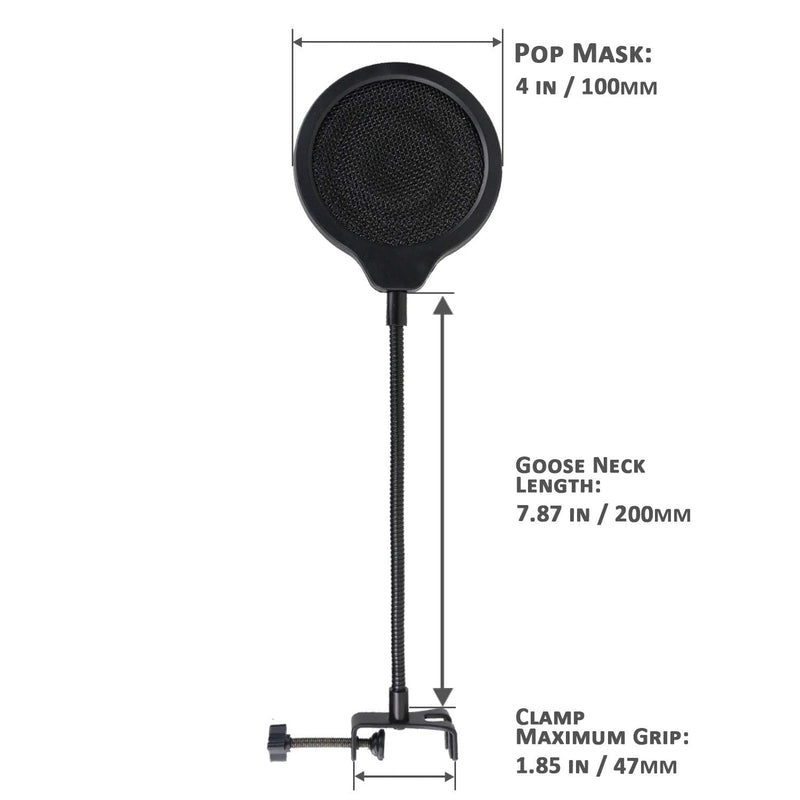  [AUSTRALIA] - MV7 Microphone Pop Filter Mask Shield For Shure MV7 Mic, 4 Inch 3 Layers Windscreen with Flexible 360°Gooseneck Clip by SUNMON