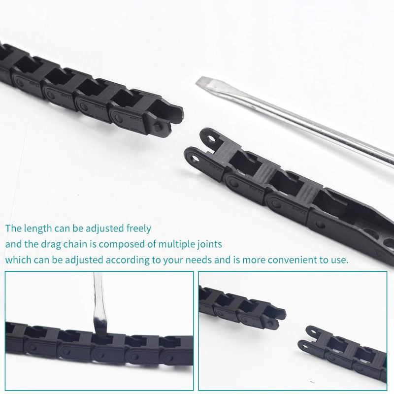  [AUSTRALIA] - Cable Carrier Chain Black Plastic Flexible for 3D Printer and CNC Machine Tools R15 7mm X 7mm 1M with End Connectors 7x7mm