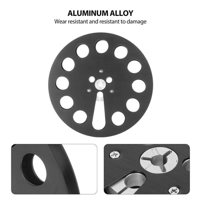  [AUSTRALIA] - 7 x 1/4 Empty Aluminum Alloy Take Up Reel to Reel Small Hub, 11 Holes Universal Open Reel Sound Tape (Black) Black