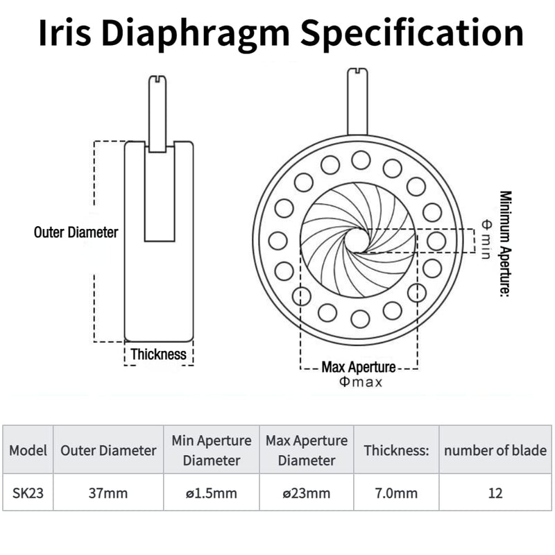  [AUSTRALIA] - Walfront Microscope Adjustable Aperture, SK6 SK8 SK12 SK23 SK25 Microscope Iris Adapter, Optical Diaphragm for Laboratory Microscope(SK23)