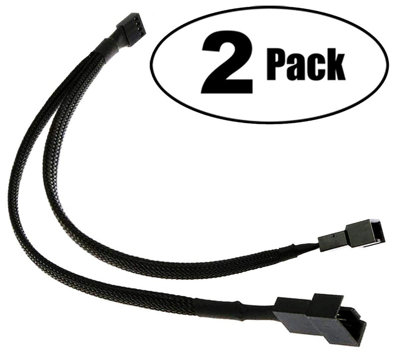  [AUSTRALIA] - TeamProfitcom PWM Fan Splitter Long Adapter Cable Sleeved Braided Black Y Splitter Computer PC 4 Pin Fan Extension Power Adapter Cable 1 to 2 Converter 16 inches (2 Pack)