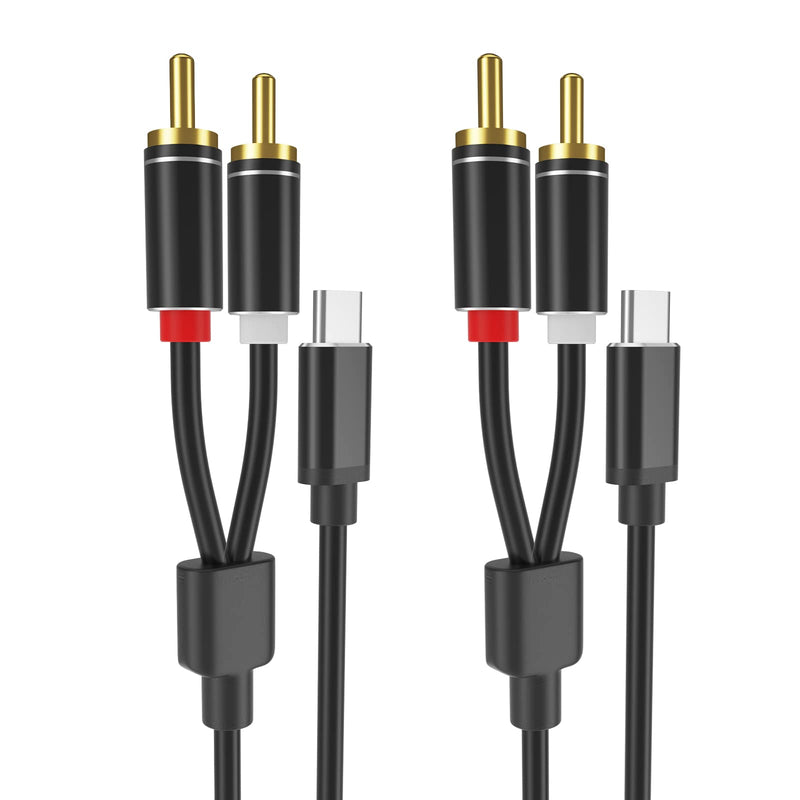  [AUSTRALIA] - USB C to 2 RCA Audio Cable, Yinker Type C to RCA Male to Male Y RCA Splitter, 2 RCA Jack USB C Audio Cable for Phone Laptop PC Speaker Amplifier(1m/3ft 2pack) USB C to 2 RCA Male 2 pack