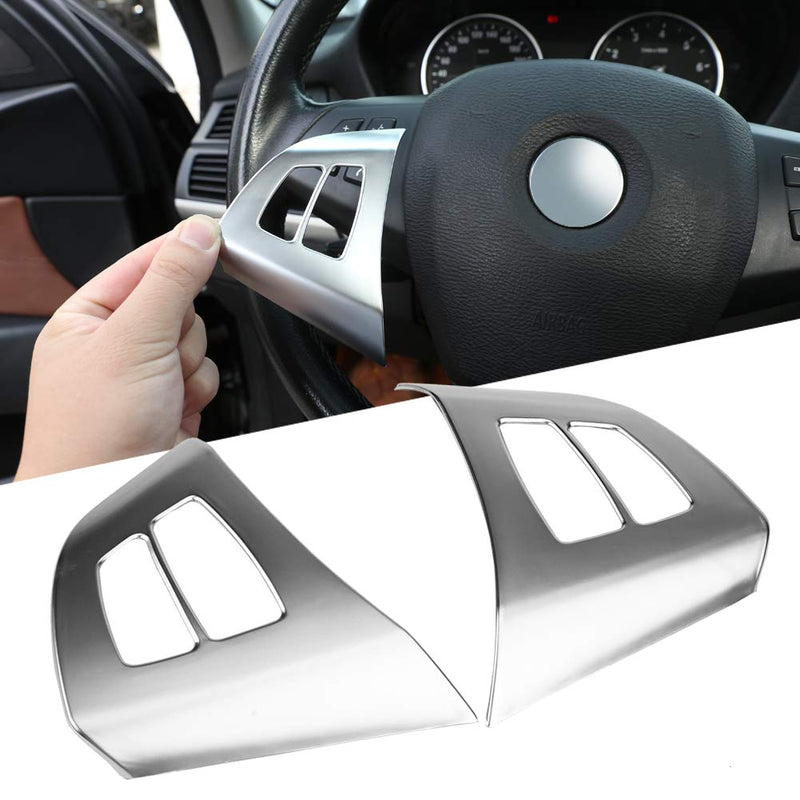  [AUSTRALIA] - Qiilu Chrome Steering Wheel Button Frame Cover Trim Stickers for BMW X5 E70 2008-2013