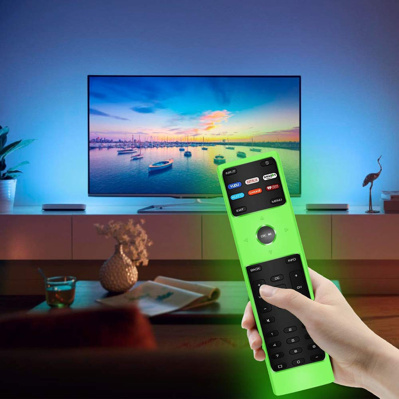  [AUSTRALIA] - 2 Pack Silicone Protective Case Cover for New XRT136 Vizio Smart LCD LED TV Remote Control,Shockproof XRT136 Vizio Remote Replacement Case,Soft Durable Remote Bumper Back Covers-Glowblue+Glowgreen