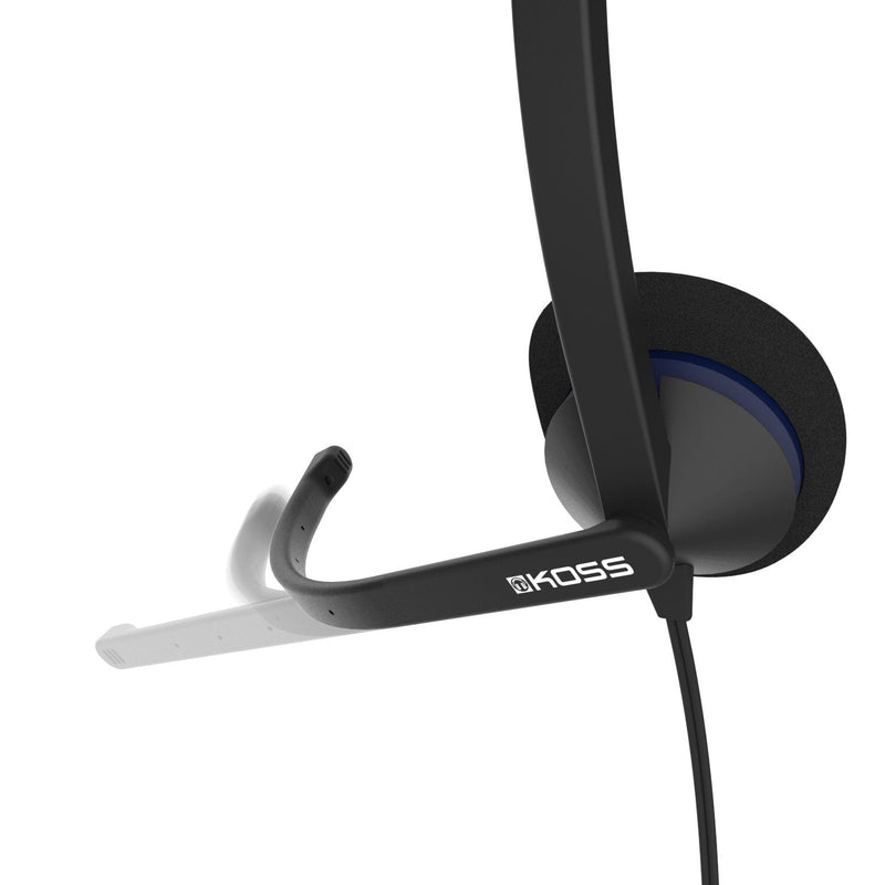  [AUSTRALIA] - Koss CS200 USB Double-Sided On-Ear Communication Headset, Noise-Cancelling Electret Microphone, Flexible Microphone Arm, Wired with USB Plug, Black