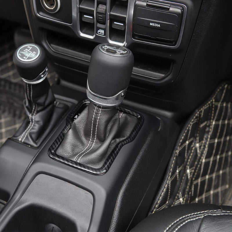  [AUSTRALIA] - RT-TCZ Carbon Fiber Inner Gear Panel Shift Cover Decor Trim for 2018-2020 Jeep Wrangler JL JLU