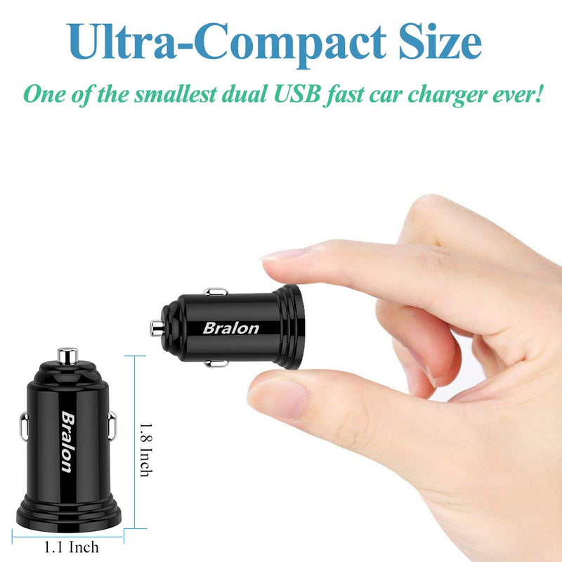  [AUSTRALIA] - USB Car Charger,Bralon 2-Pack 24W/4.8A Mini 2 USB Fast Car Charger Adapter Compatible with Phone 12 Pro(Max) 12 Mini 11 11 Pro(Max) Xs Max X 8 7,G.alaxy N.ote S10 S9 S8 S7,Pad and More