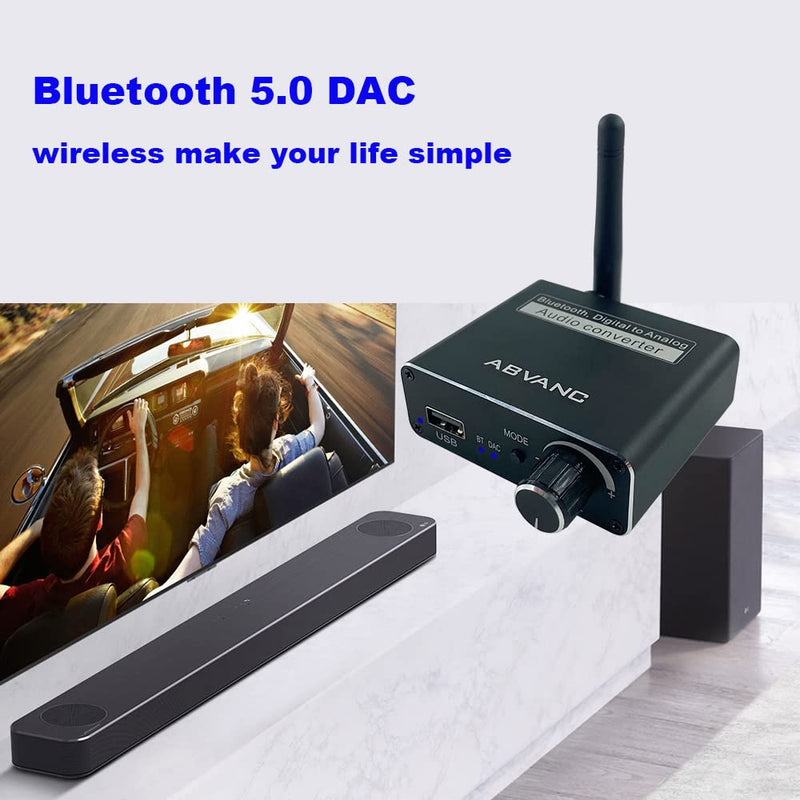  [AUSTRALIA] - 192kHz Digital to Analog Audio Converter 5.0 Bluetooth Receiver DAC Wireless Audio Adapter with Optical/Coaxial to RCA 3.5mm Audio Output with Volume Control for TV Phone Tablet