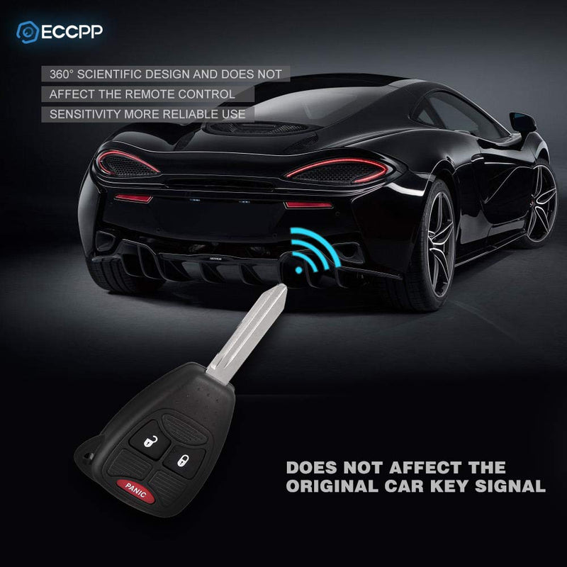  [AUSTRALIA] - ECCPP Replacement fit for Uncut Keyless Entry Remote Control Car Key Fob Shell Case Chrysler Dodge Jeep Series OHT692713AA OHT692427AA OHT692714A M3N5WY72XX (Pack of 2)
