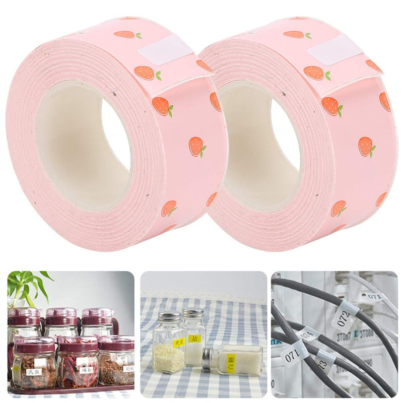  [AUSTRALIA] - 2 Packs Label Tape for King Jim TEPRA LR5C Labeler Pink Strawberry Pattern Thermal Paper Laminated Tape for School Office Supplies