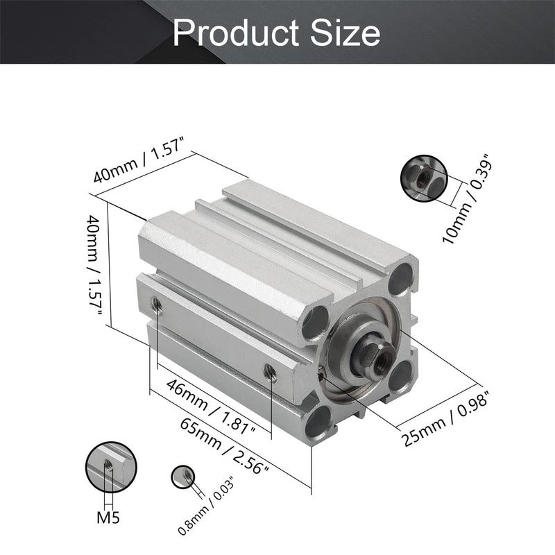  [AUSTRALIA] - Othmro SDA25 x 40 Sealing Thin Air Cylinder Pneumatic Air Cylinders, 25mm/0.98inch Bore 40mm/1.57inch Stroke for M5 Aluminium Alloy Pneumatic Components for Pneumatic and Hydraulic Systems 1pcs SDA25x40