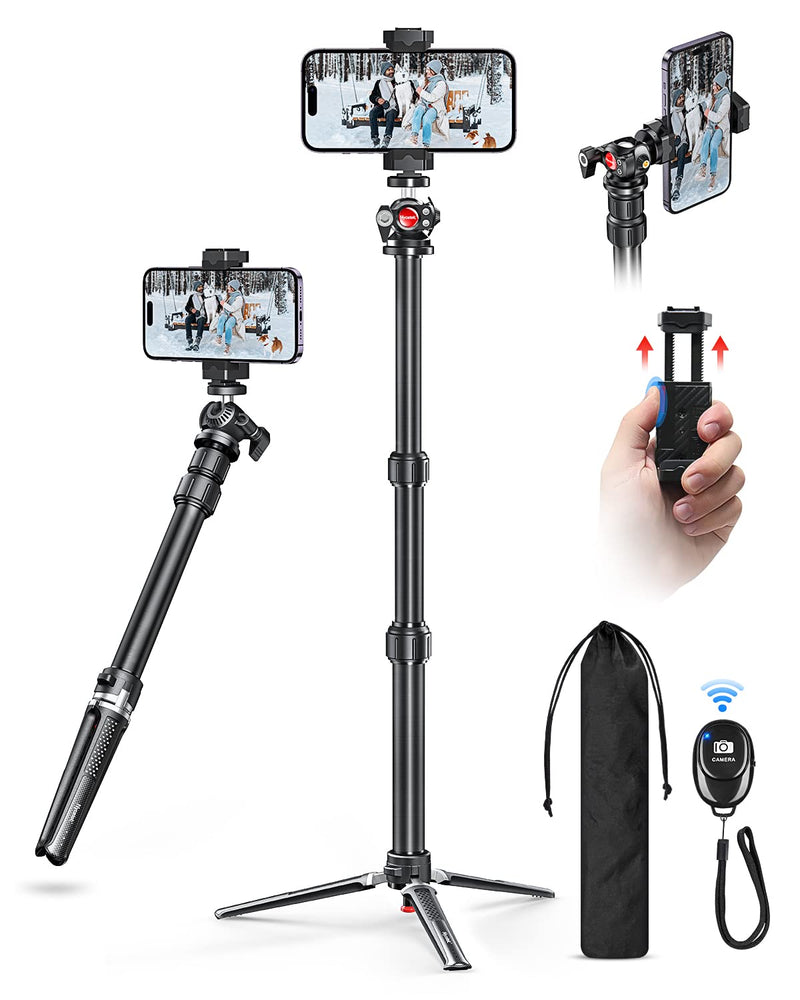  [AUSTRALIA] - Nycetek 29" Phone Tripod, Sturdiest Selfie Stick Tripod with Remote, Flexible iPhone Tripod Stand & Travel Tripod, Adjustable Cell Phone Tripod Compatible with iPhone 14/13/12 Pro Max/Samsung/Camera Tripod+Remote