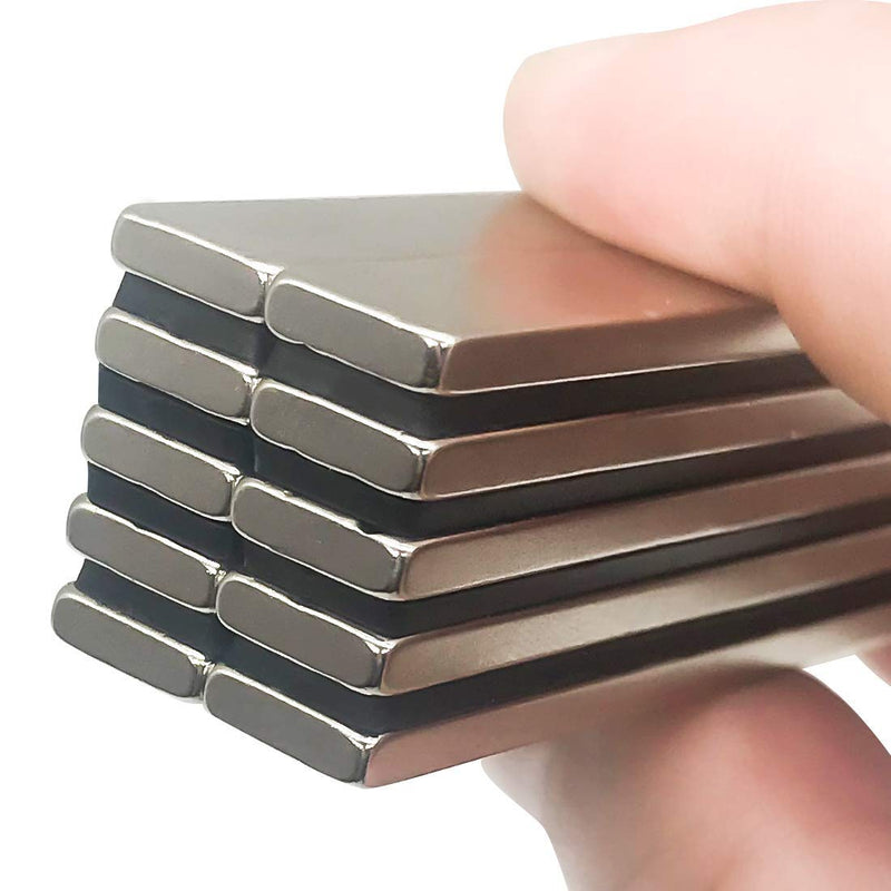 10Pack Strong Neodymium Bar Magnets with Double-Sided Adhesive, Rare-Earth Metal Neodymium Magnet - 60 x 10 x 3 mm 10pack - LeoForward Australia