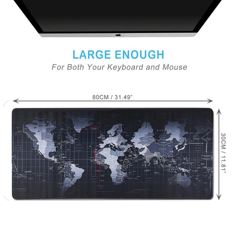 Extended XXL Gaming Mouse Pad - Portable Large Desk Pad - Non Slip Water Resistant Rubber Base, World Map , Gaming Mouse Pad Keyboard Pad. Large Area for Keyboard and Mouse - LeoForward Australia