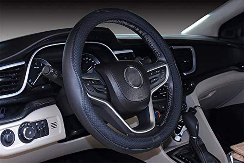  [AUSTRALIA] - 2019 New Microfiber Leather Car Extra Large 19 Inch Steering wheel Cover for Big Trucks (19'', Black) 18.3-18.7''