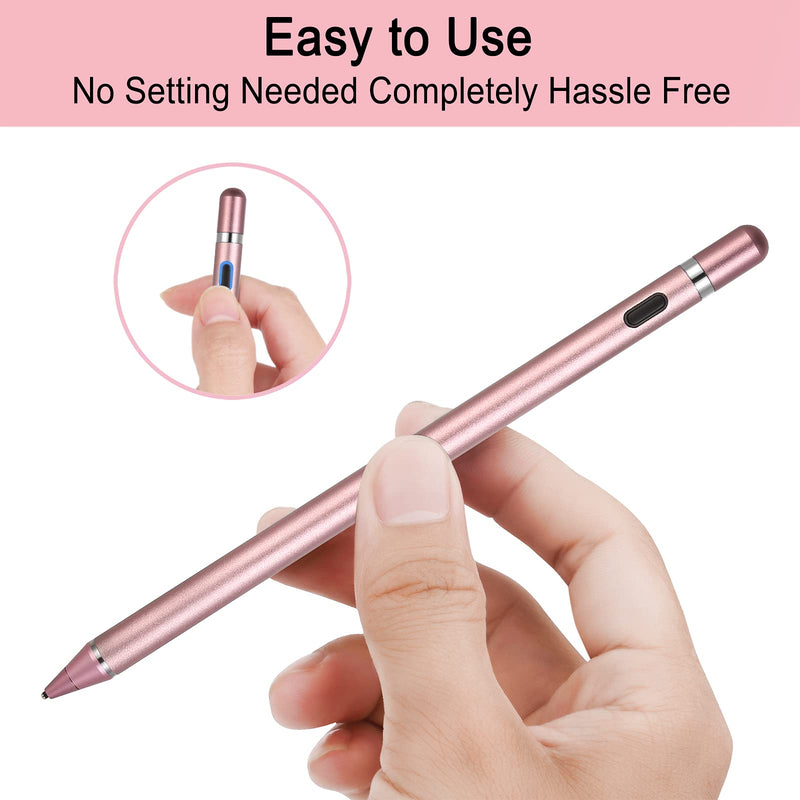  [AUSTRALIA] - Stylus Pens for Touch Screens,Active Stylus Compatible for Apple iPad,Rechargeable 1.5mm Fine Point Smart Pencil Digital Compatible iPad and Most Tablet,for Drawing and Handwriting (Pink) Pink