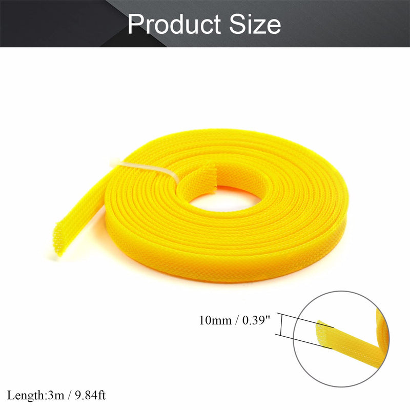  [AUSTRALIA] - Othmro PET Cable Wire Wrap Braided Expandable Sleeving Cable High Temperature Electrical Wire Sleeve 3mx10mm Yellow 1pcs