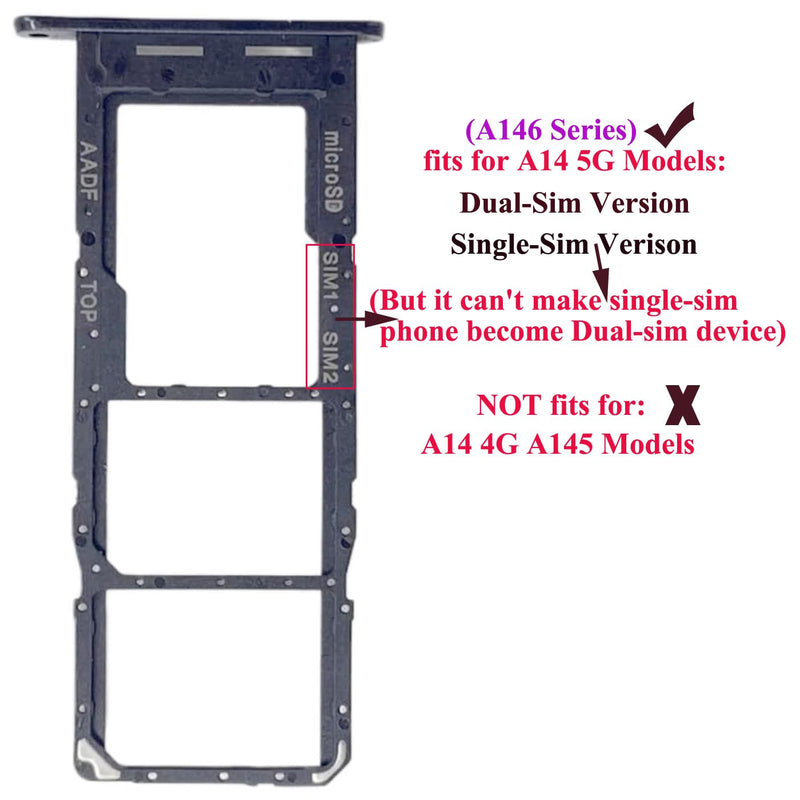  [AUSTRALIA] - ubrokeifixit Galaxy A14 5G A146 Micro SD Card Tray,Dual Sim Card Tray Slot Holder Replacement for Samsung Galaxy A14 5G A146U A146W (A14 5G-Black) A14 5G-Black