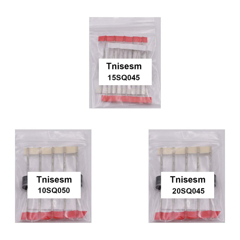 Tnisesm 20 Pcs Schottky Rectifiers Diode, Diode Axial Kit 10SQ050, 15SQ045, 20SQ045 for Solar Panel SQ - 3S 10A(50V)/15A(45V)/20A(45V) - LeoForward Australia