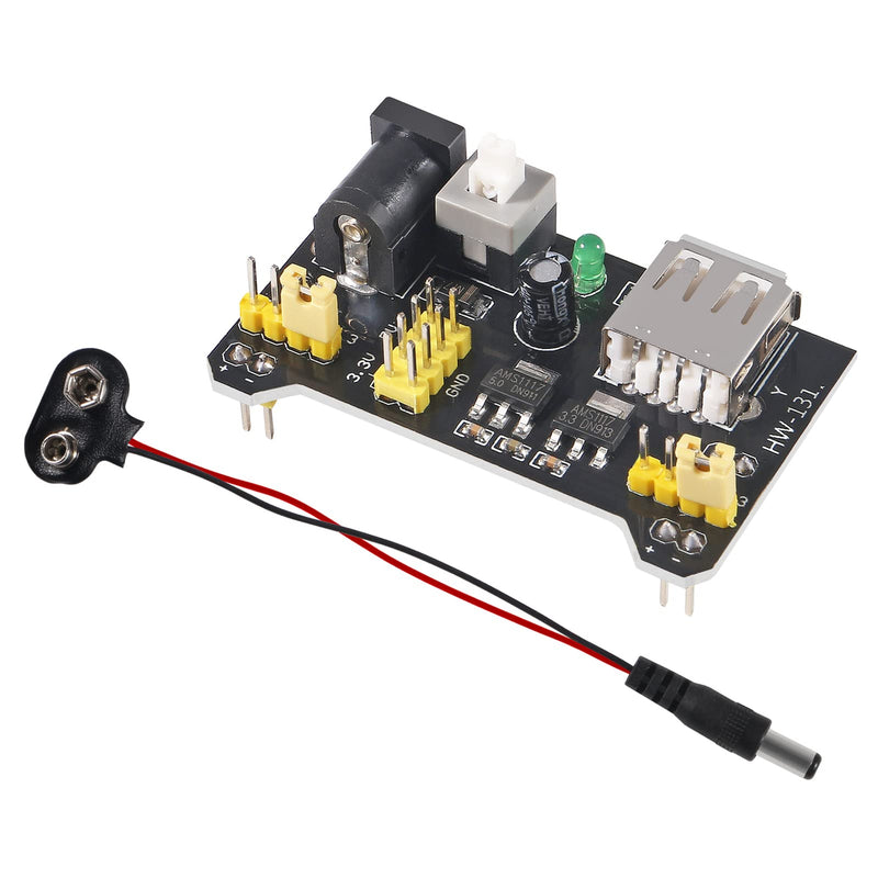  [AUSTRALIA] - AITIAO 6Pcs MB102 3.3V/5V Solderless Breadboard Power Supply Module with 6Pcs 9V Battery Clip Buckle T-Type Power Cable Male 2.1MM DC Jack Plug for Arduino Nano