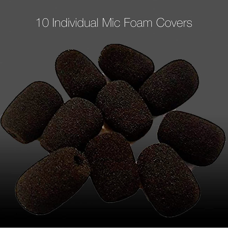  [AUSTRALIA] - Universal Headset Foam Microphone Windscreens- Global Teck 10 pk, Mic Covers For Blue Parrot B250, B350, B450, B550, C400 Plantronics, Jabra, Lapel, Lavaliers,Telex, Movo, VXI- Lux, Passport, Logitech Black